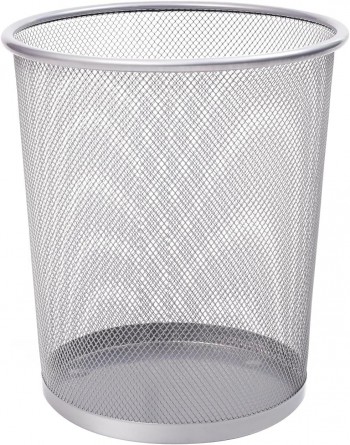 PAPELERA REJILLA REDONDA CROMADA-NEGRA 18 LITROS