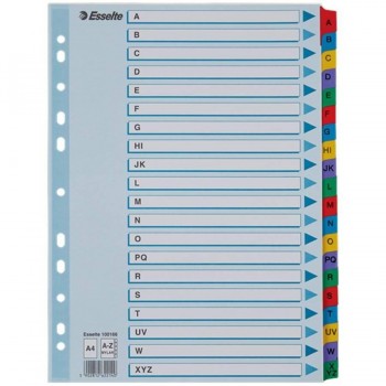 INDICE A-Z CARTON MYLAR MULTICOLOR A4 CON CARATULA ESSELTE