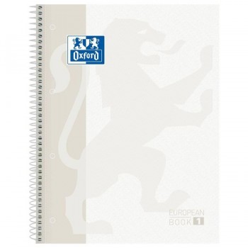 Cuaderno espiral A4+ 80 hojas 90 gr. 4 taladros tapa extradura cuadrícula 5x5 blanco European 1 Classic Oxford