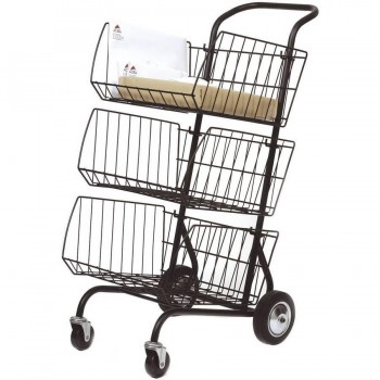 CARRITO DE CORRESPONDENCIA METÁLICO CON 3 CESTAS 460X620X950 MM NEGRO ALBA