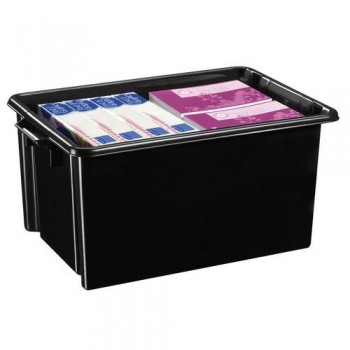 CAJA MULTIUSO 48,5L APILABLE PLÁSTICO RECICLADO NEGRA  ARCHIVO 2000