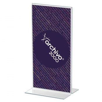 EXPOSITOR SOBREMESA OPTIMA EN FORMA DE T 1/3 DIN A4 VERTICAL ESPESOR 1,5 MM 80X110X215 MM ARCHIVO 2000