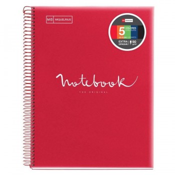 CUADERNO MICROP A5 120H 90G C/5 PP NOTEBOOK 5 EMOTIONS ROJO MIQUELRIUS
