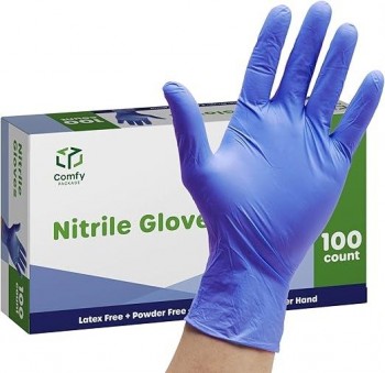 GUANTES DE NITRILO AZUL DESECHABLES TALLA 8 CEGASA  CAJA 100 UDS
