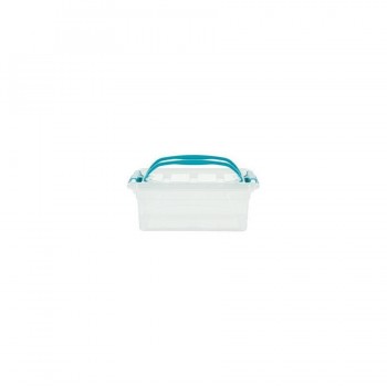 CAJA ALMACENAJE 5 LITROS CON ASAS PLEGABLES APILABLE 310X205X120 MM CRISTAL TRANSPARENTE ARCHIVO 2000