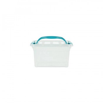 CAJA ALMACENAJE 13 LITROS CON ASAS PLEGABLES APILABLE 375X260X215 MM CRISTAL TRANSPARENTE ARCHIVO 2000