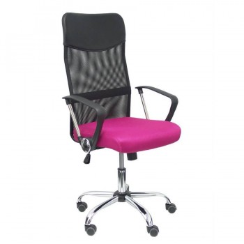 SILLA GONTAR RESPALDO MALLA NEGRO ASIENTO ROSA