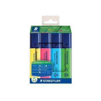 ESTUCHE ECO+ MARCADOR FLUORESCENTE TEXTSURFER 364 STAEDTLER, 4 PZAS SURTIDAS