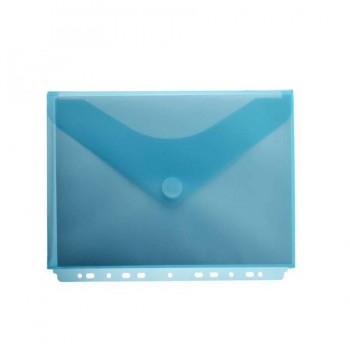 Sobre A4 PP multitaladro y fuelle con cierre velcro Office box azul