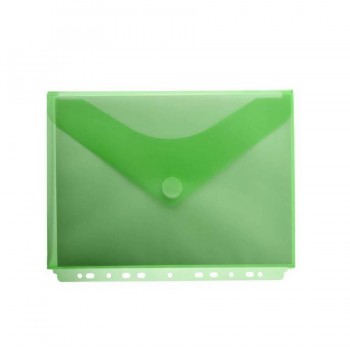 Sobre A4 PP multitaladro y fuelle con cierre velcro Office box verde