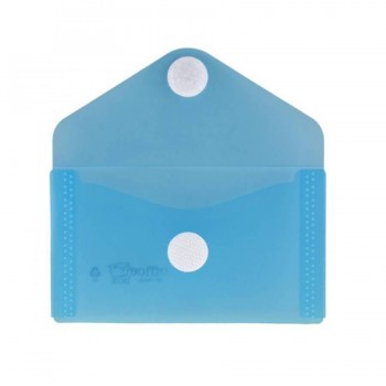 Sobre 105x62 PP para tarjetas. Cierre velcro. azul transparente.