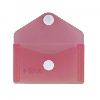 Sobre 105x62 PP para tarjetas. Cierre velcro. rojo transparente.
