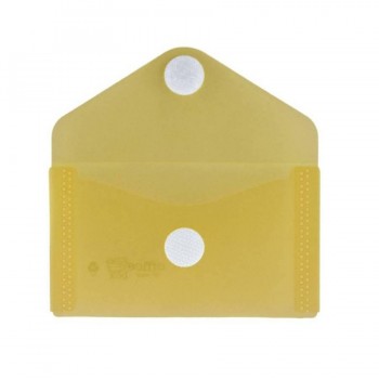 Sobre 105x62 PP para tarjetas. Cierre velcro. amarillo transparente.