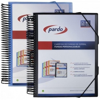 CARPETA DE 80FUNDAS ESPIRAL FOLIO AZUL STUDIO STYLE PARDO