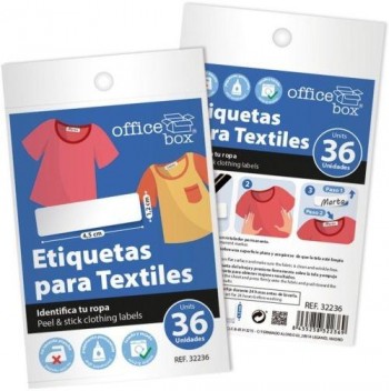 ETIQUETAS TEXTIL SIN PLANCA pack 36 uds 4,5x1,2 fraga