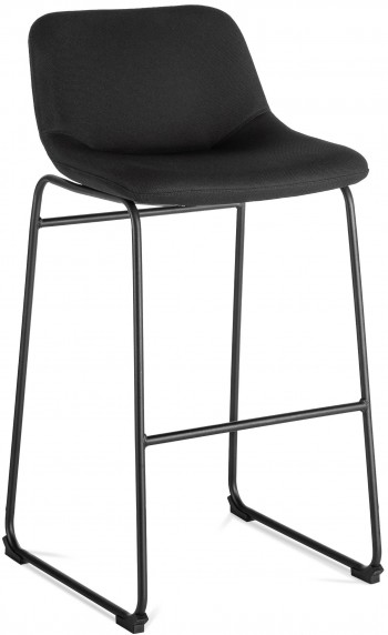 TABURETE ALTO RD-926-4 CON ASIENTO Y RESPALDO BAJO TAPIZADO NEGRO ROCADA