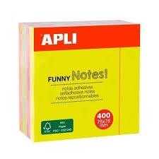 NOTAS CUBO 400 HOJAS 75X75 MM SURT. FLUORESCENTE