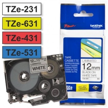 CINTA ROTULADORA BROTHER TZ-231 12MM B/N